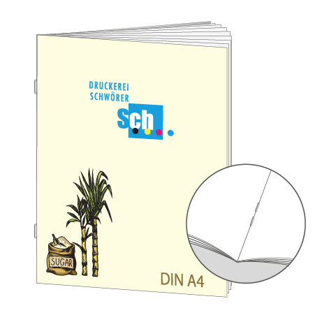 Broschüre aus Zuckerrohrpapier | DIN A4 20-Seiter | bedruckt